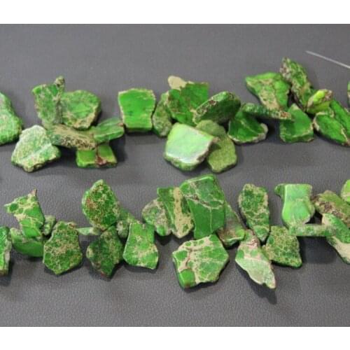 Natural Green Sea Sediment Imperial Stone Slice Top Drilled Slab Beads Accessories Jewelry for Fashion Ladies