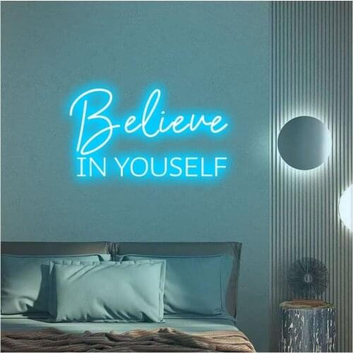 OHANEONK Custom Believe In yourself Led Neon Sign Wall Art Gift For Office School Home Room Wall Decor Motivational Slogan