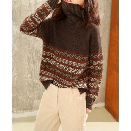 Autumn and winter new high-necked cashmere sweater women thick short paragraph loose knitted bottoming shirt large size pullover