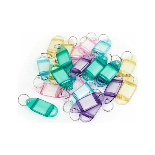 Plastic Opened Case ID Tags Name Card Key Label Keyring Assorted Colors 25 Pcs