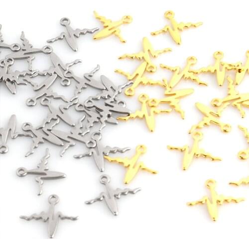 HXD 20 pieces/batch of 13x15mm heartbeat charm stainless steel pendant heartbeat connector charm for DIY handmade jewelry making