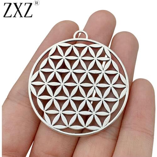 ZXZ 5pcs Tibetan Silver Large Flower Of Life Charms Pendants for Jewelry Making Accessories 44x44mm