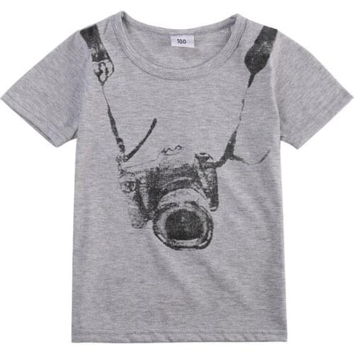 Causal Boys Camera Printed Gray T-Shirts Baby Boy Clothes For Kids 1-8Years