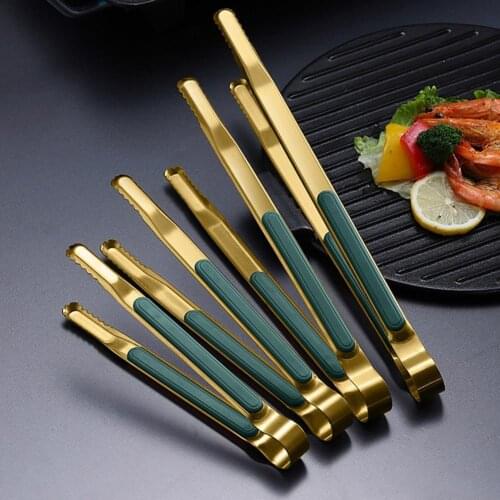 Modern Food Tongs Anti-slip Multi-functional Food Clip Polished Surface Non-stick Stainless Steel BBQ Cooking Tongs for Kitchen