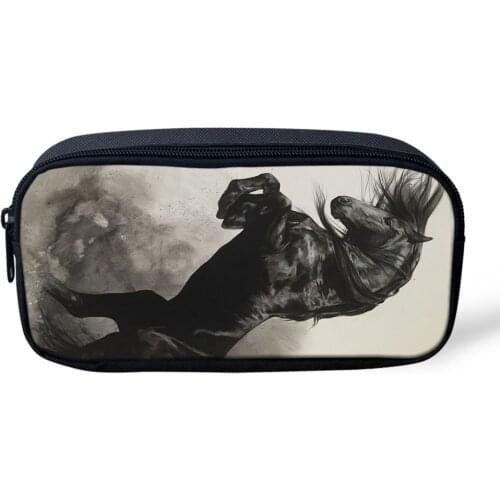 Friesian Horse Prints Pencil Bags Pouch for Boy Students Travel Wallet Bag Girl Stationery Storage Protector Pouch Case