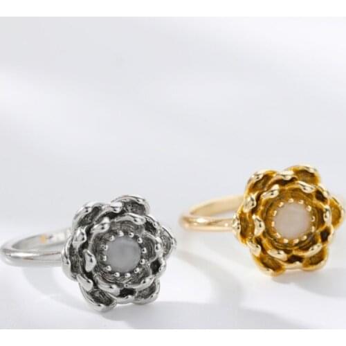 Vintage Opl Flower Rings For Women Girls Aesthetic Floral Finger Ring Engagement Wedding Rings Jewelry Anillos Bague Gift