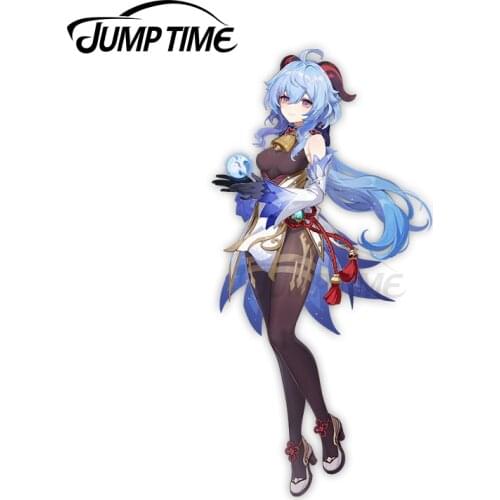 Jump Time 13 x 5.8cm For Genshin Impact Ganyu Car Stickers Cartoon Waterproof Decal Motorcycle Windshield Bumper Decoration