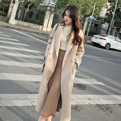 Plus cotton thickened coat female middle-length 2019 autumn winter new son Korean version over the knee Hepburn wind hair coat