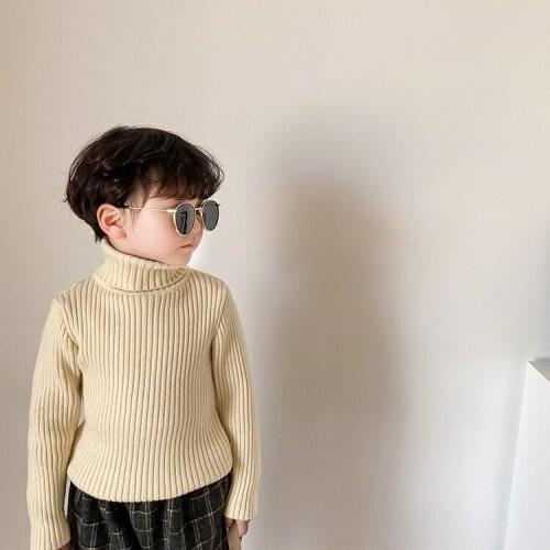 Winter boys and girls warm knitted all-match high collar sweaters 2020 kids 5 colors solid color casual skinny pullovers