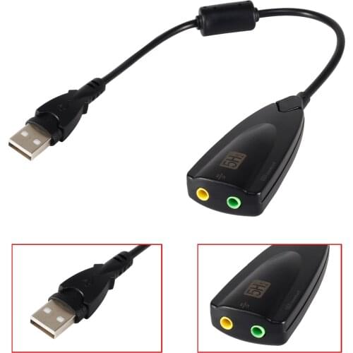 For USB Sound Card 7.1 Adapter 5HV2 USB to 3D CH Sound Anti-electromagnetic Audio Headphone Microphone 3.5mm Laptop Jack