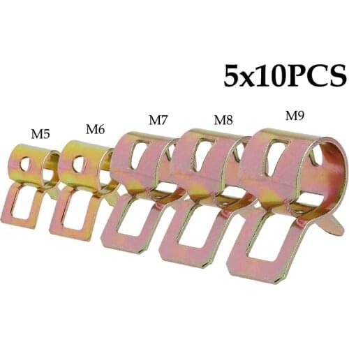 50Pcs 5/6/7/8/9mm Spring Clip Fuel Line Hose Water Pipe Air Tube Clamps Fastener -Y103