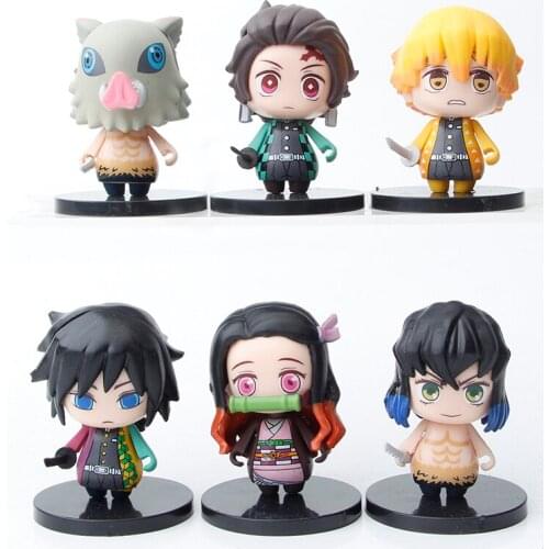 6pcs/set Demon Slayer Character Cute Figure Model Toys