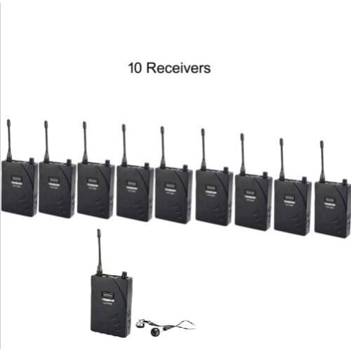UHF Wireless Tour Guide Translation System 10 Receivers wireless tour guide system Teach Train Visit Tourism UHF-938 DHL EMS