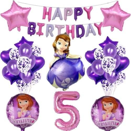 1set Large Cartoon Princess Sofia Foil Balloons Birthday Party Wedding Decoration Helium Balloon Sophia girl Happy Birthday Gift