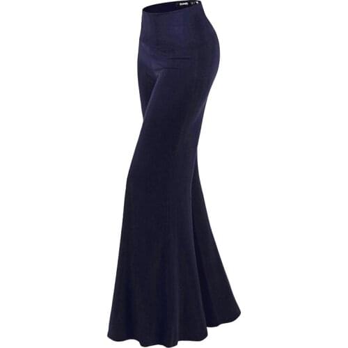 Women Pants Casual High Waist Flare Wide Leg Long Pants Palazzo Solid Trousers Plus Size Classic Hip Hop Elastic Pant