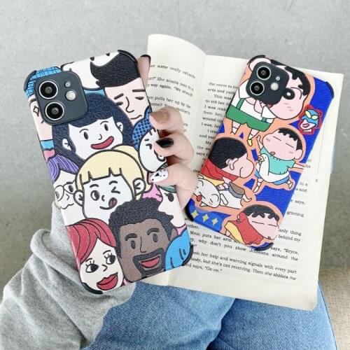 Lambskin Soft TPU Phone Case For iPhone 12 11 pro Max Cute Cartoon Black Protective Cover For iPhone 6 6s 7 8 Plus X Xr Xs Max