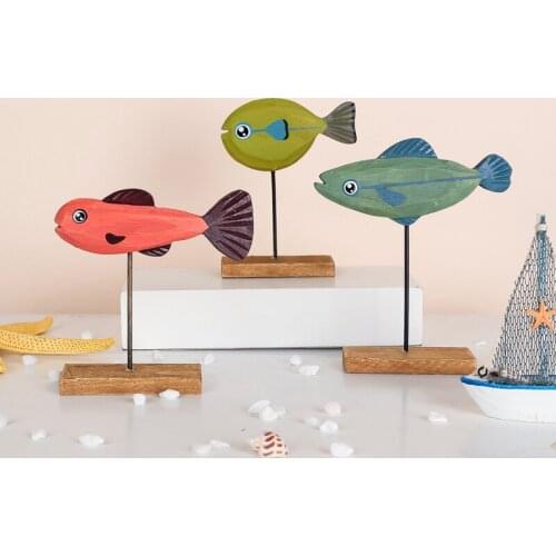 Personality Cartoon Wooden Animal Ornament Childrens Room Decoration Milk Tea Shop Fast Food Shop Shelf Fish Decoration