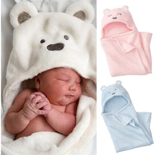 Newborn Autumn Winter Baby Coral Fleece Sleeping Bags Infant 80*90cm Pink White Sky Blue Holding Blanket