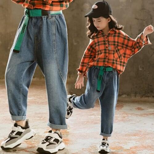 Toddler Girls Jeans for Kids Autumn Pants Teen Fashion Daisy Elastic Waist Kids Girls Casaul Jeans Children Trousers 10 12 13