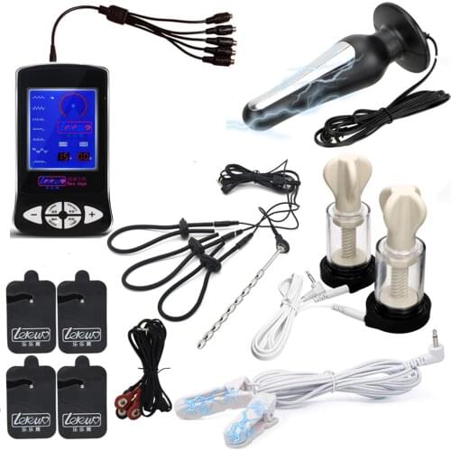 Electro Shock Anal Sex Toys Vaginal Plug Electric Stimulator Penis Ring Urethral Plug Nipple Sucker Clamps Massage Pad Sex Shop