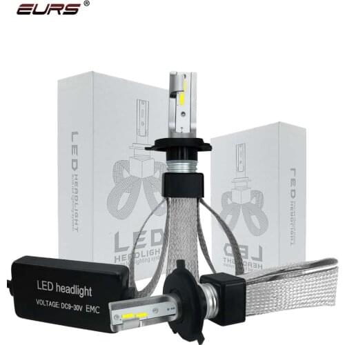 EURS H4 H7 LED Car Lights 9005 H11 H8 H9 HB1 HB3 9006 HB4 Car Headlight Lamp Bulb LED Light T8 Auto headlamp 12V 9600LM 6000K