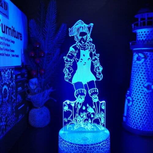 Seven Deadly Sins Jericho Figure 3D Illusion Lamp Anime USB LED Night Light Colorful Touch Remote Control Desk Lamp Manga Gifts