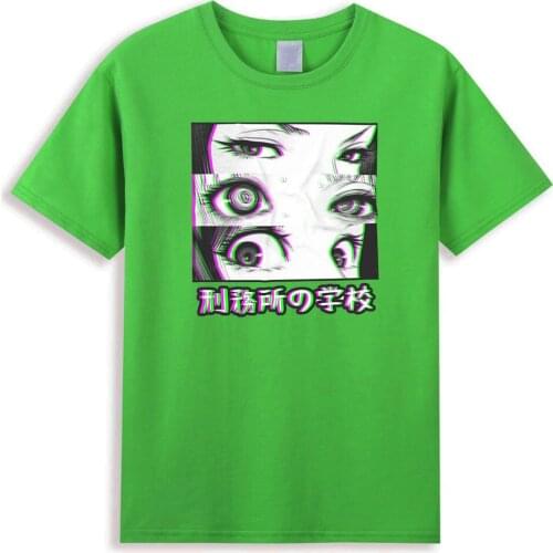 Japanese Anime Aesthetics Men Tshirt Prison School Eyes Mens T-shirts 2021 Summer Cotton T-shirt Casual Street Y2K Tops