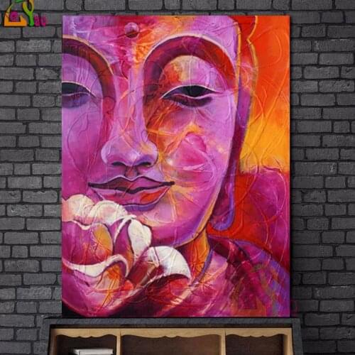 Buddha Lotus Flower Diamond Painting Portrait Rhinestones Art Diamond Embroidery 5D DIY Full Square Beaded Needlework Home Decor