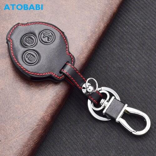 ATOBABI Leather Car Key Cases Jacket For Mercedes Benz Smart Fortwo Forfour 3 Buttons Smart Remote Control Fobs Protector Cover