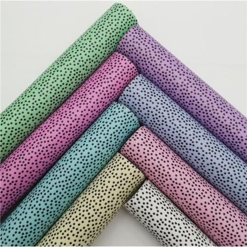 Pastel Colors Polka Dots Printed Synthetic Leather Faux Fabric Sheets Felt Backing Vinyl For Earrings Bows DIY 21X29CM GM2294A