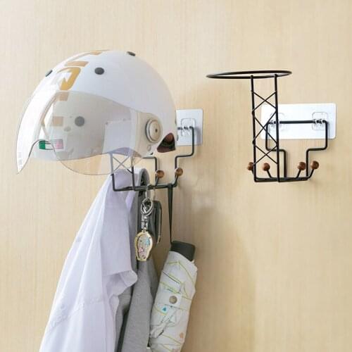 Metal Wall Mounted Motorcycle Helmet Holder Hook Hat Rack Hanger Display Multifunctional Hat Storage Rack Hook