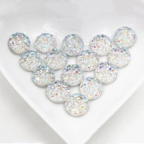 Fashion 40pcs 8mm 10mm 12mm Transparent AB Colors Natural ore Style Flat back Resin Cabochons For Bracelet Earrings accessories