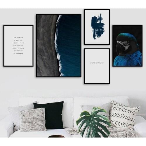 Seascape And Blue Ocean Quote Wall Art Canvas, Nordic Posters And Prints, Wall Pictures For Living Room Decor