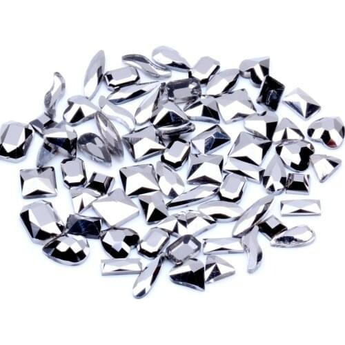 Multi-size optional 20pcs Hematite Gray Nail Rhinestones Glass Strass 3D Nails Art Stones Bead Decal Decorations Glitter Jewelry