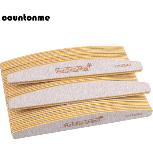 50Pcs/Lot Nagelvijl 180 /240 Grit Nail File Sanding Manicure Buffer Moon Style Nail Polish File Set Limes A Ongles Professional