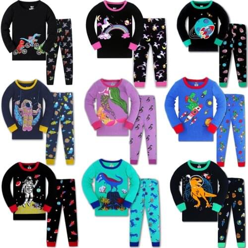 2020 New Boys Luminous unicorn Pajamas Kids Pajamas Set Cotton Child Pyjamas Children Long Sleeve Homewear Girls Sleepwear Set