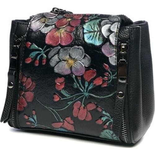 Luxury Genuine Leather Women Bag High Quality 100% Real Cow Leather Women Messenger Shoulder Bags Embossing Small Crossbody Bag