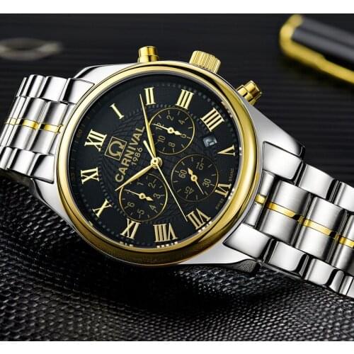 Luxury watch men Sapphire glass stainless steel Date Week Automatic machine watch black dial relogio masculino