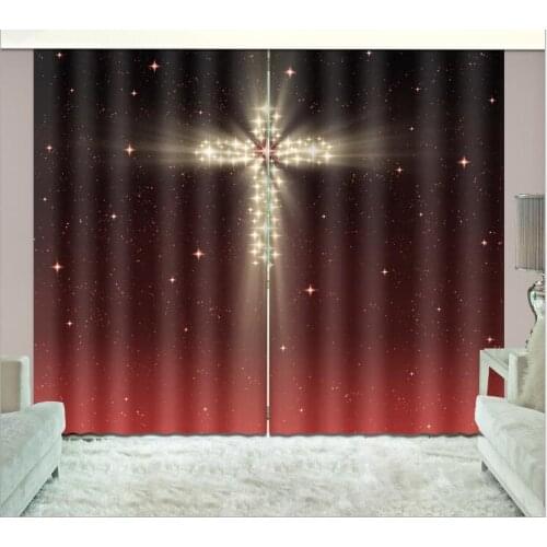 Cross digital print Luxury Blackout 3D Window Curtain Living Room Hotel Bedroom decorate Drapes Cortina Rideaux pillowcase