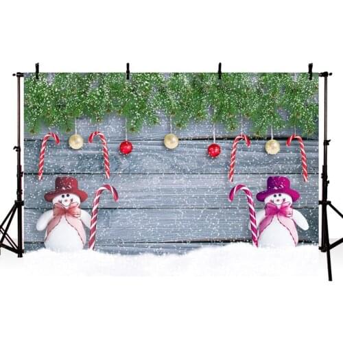 Mehofoto Christmas Snowman Photo Background Winter Snowflake Wood Wall Candy Cane Decor Photography Backdrops Booth Studio Props