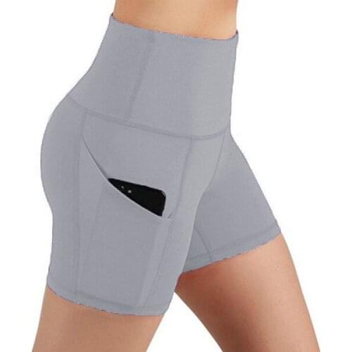 Gym Jogging Running Shorts Yoga Shorts Women High Waist Lifting Push Up Tight Sports Pocket Fitness Yoga Short Pant
