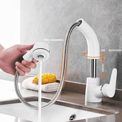 European style basin faucet kitchen faucet black single handle white copper faucet bathroom faucet can be raised and lowered