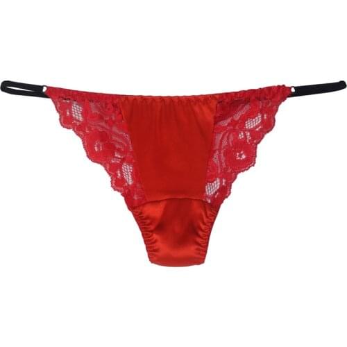 PURE Silk Thongs Women 100% Mulberry Silk Adjustable Lace Sexy Seamless G Strings Free Shipping