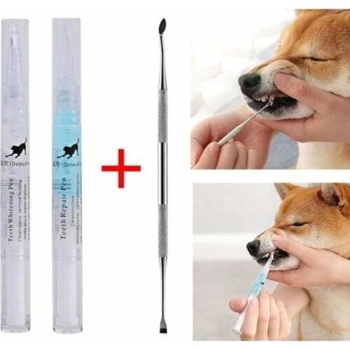 Pets Dog Teeth Cleaning Whitening Pen Teeth Cleaning Pen Sets Dogs Cats Natural Plants Tartar Remover Tool Suitable For All Pets