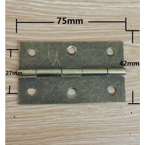 UNILOCKS 50 Pieces Antique Brass Big Box Hinges 75x42mm with Screws