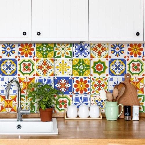 Pack of 24 PCs tile size 20x20 cm - Made in Italy PVC bathroom & kitchen Stickers Design - Nancy
