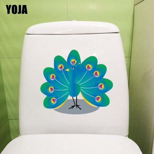 YOJA 24.1X21.4CM Beautiful Peacock Toilet Decal Bedroom Home Decor Funny Wall Sticker T3-1177