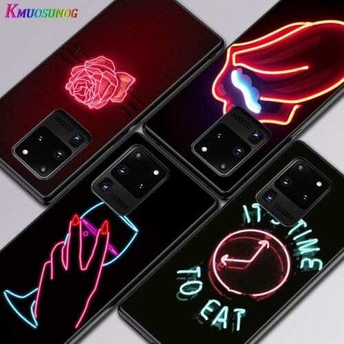Funny neon sign For Samsung A01 02 02S 11 12 21 21S 22 31 32 41 42 51 72 S20 Ultra Plus 4G 5G Black Soft phone Case