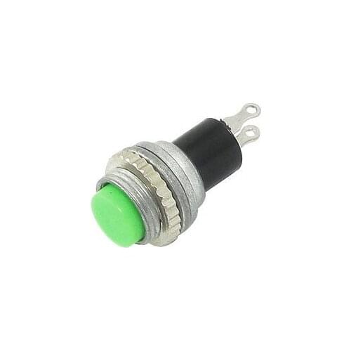 Green 2 Pin SPST OFF(ON) NO 10mm Momentary Push Button Switch 3A/125V 1A/250V AC