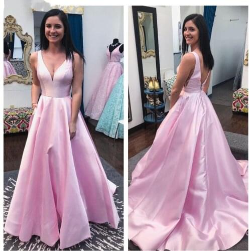 ANGELSBRIDEP V-Neck Long Evening Party Dresses Vestidos de festa Sexy Backless Floor-Length Formal Celebrity Prom Dress Hot